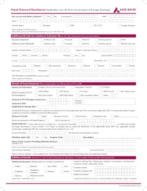 Fillable Online Retail Outward Remittance Application cum A2 Form for ...