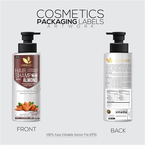 Cosmetics pakaging label artwork hair shampoo bottle 250 ml mockup with ...