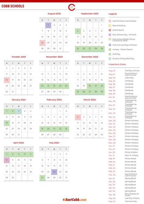 East Cobb School Calendar 2023-2024 | EastCobb.com