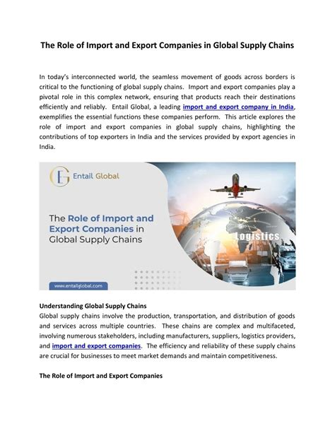PPT - The Role of Import and Export Companies in Global Supply Chains ...
