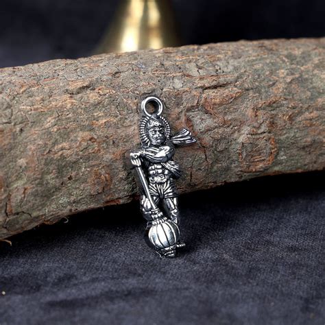 Buy Silver Plated Hanuman Ji Pendant with Gadha Online | Satvikstore.in ...