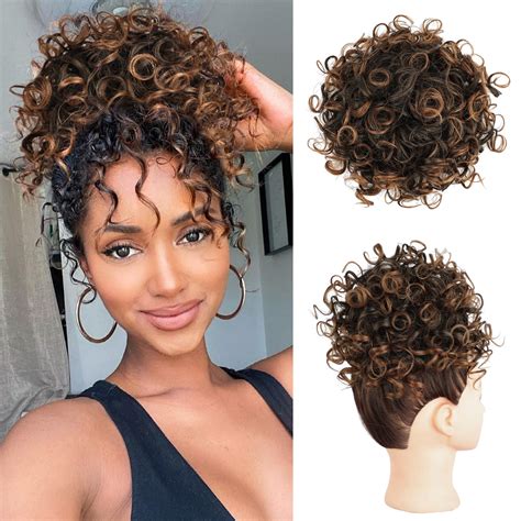 Amazon.com : Lommel Messy Bun Hair Piece Short Curly Ponytail Extension ...