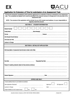 ACU Student Assessment Extension Form - Blank Fillable Template | Fill ...