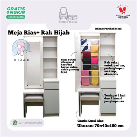 Jual Meja Rias Minimalis Modern Lampu LED Meja Rias Putih Lemari Hijab ...
