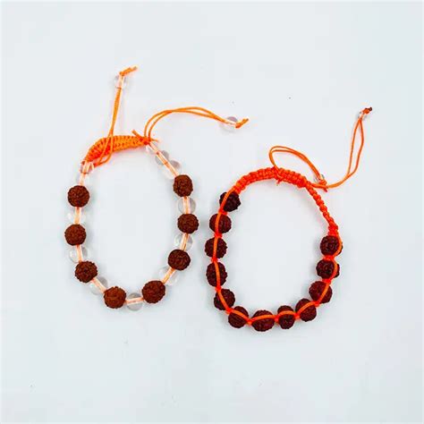 Pack Of 2 White Clear Quartz Crystal With Rudraksha Bracelet Combo For ...