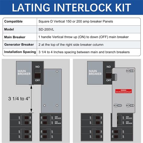 Buy LATING Generator Interlock Kit for Square D Vertical 150 or 200 Amp ...