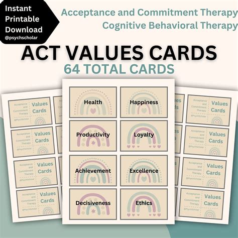 ACT Values Sorting Flash Cards (64): Acceptance and Commitment Therapy ...