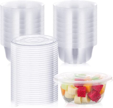 Amazon.com: Xinnun 50 Pack Clear Plastic Salad Bowl With Lid Disposable ...