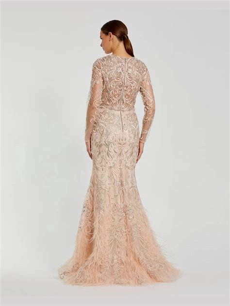 Embroidered Illusion Long Sleeve Trumpet Gown – HOUSE OF VDJ