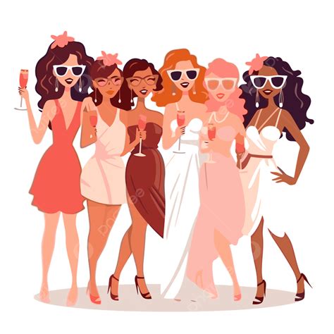 Bachelorette Party Vector, Sticker Clipart Colorful Cocktail Party With ...