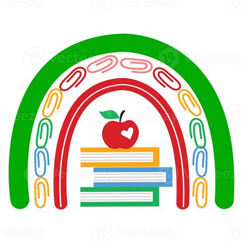 Teacher rainbow school. Rainbow with red apple 16637880 PNG