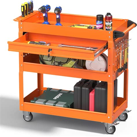 Amazon.com: Pelnuies 3 Tray Tool Cart with Drawers, 400 LBS Capacity Rolling Tool Carts on ...