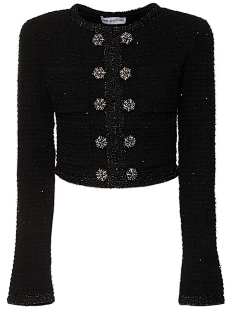 Textured cotton blend knit jacket - Self-portrait - Women | Luisaviaroma