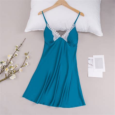 Jacenvly Nightdress for Women with Built in Bra Satin Ladies Fashion ...