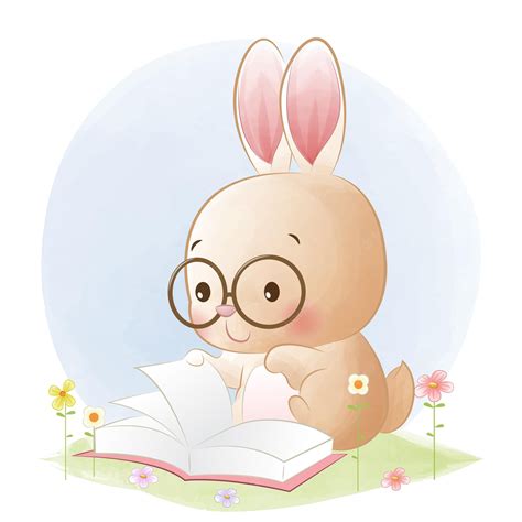 Rabbit Clipart-Cute Pink Rabbit Reading Book Clipart – Free Clipart ...