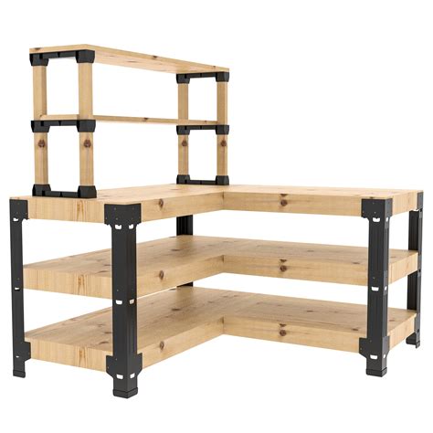 Buy FLEXIS Steel Workbench Kit 5 Legs with Shelf Brackets L Shaped ...