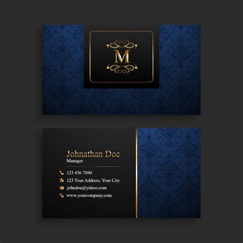 Elegant gold & blue business card | Premium Vector