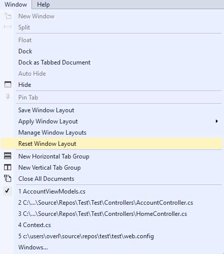 Image result for Visual Studio Mannaging Window Layout