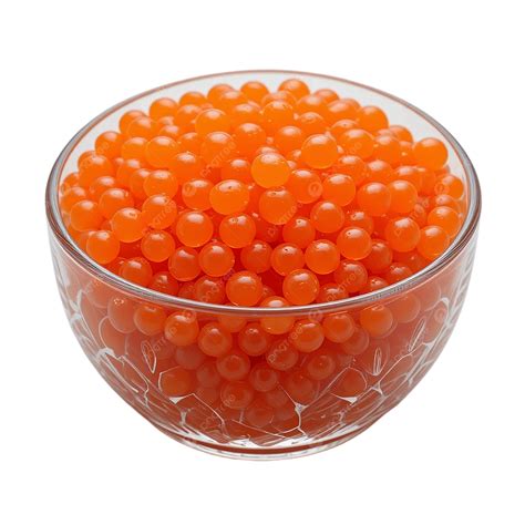 A Glass Bowl Filled With Vibrant Orange Fish Roe Known As Salmon Caviar ...