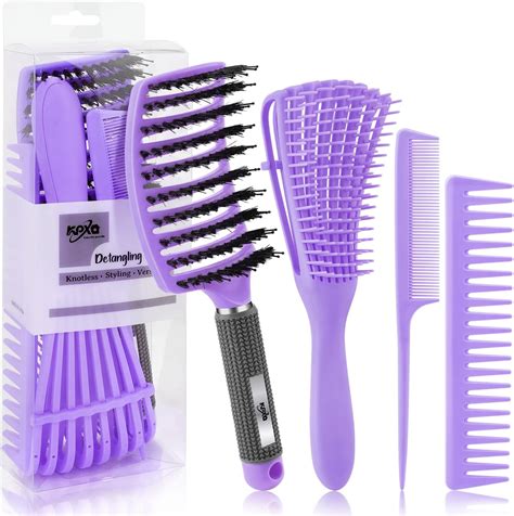 Amazon.com : 4pcs Curly Detangling Brush Set for Adult & Kids Wet or ...