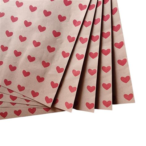 Ragini Paper Products | Pack of 10 |Kraft Sheet with red hearts for gft ...