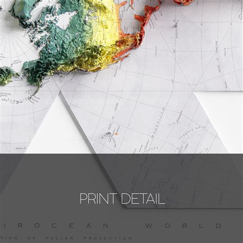 Dymaxion Airocean World Map / Fuller Projection / Elevation Topo Relief ...