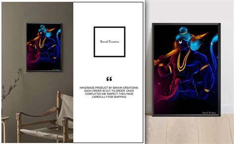 Sanvik Creation Hanuman Ji Photo Frame on MDF Wood Digital Printed for ...