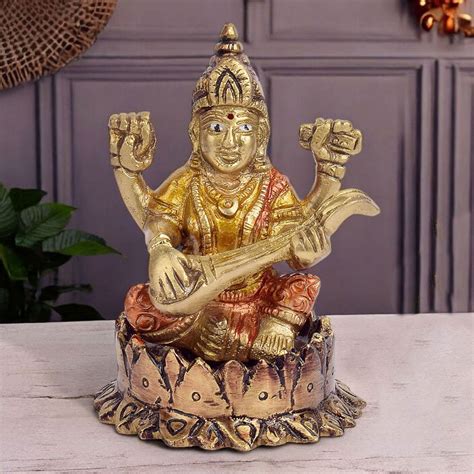 Shop | Pure Brass Saraswati Maa Idol | Buy Online | Satvikstore.in ...