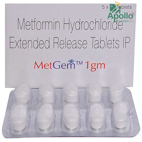 Metgem 1 gm Tablet 10's Price, Uses, Side Effects, Composition - Apollo ...