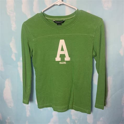 Abercrombie & Fitch Women's Green and White Shirt | Depop