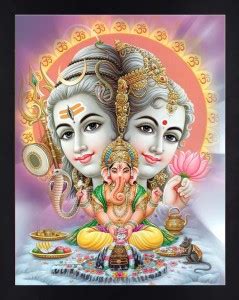 Interio Crafts Shiv Parvati Ganesh Wall Digital Reprint 13 inch x 9 ...