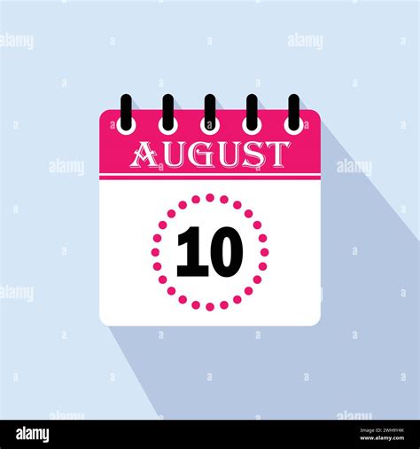 Icon calendar day - 10 August. 10th days of the month, vector ...