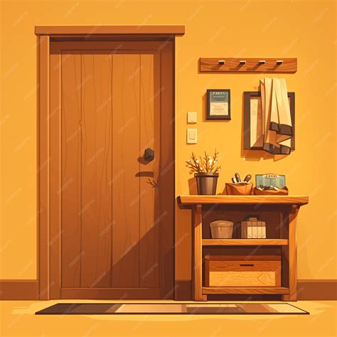 Premium Vector | Contemporary entryway table with hooks