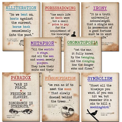 match the quotes with the literary devices they use.