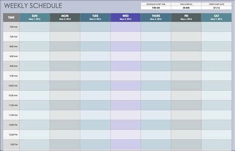 Image result for Weekly Schedule Excel Example