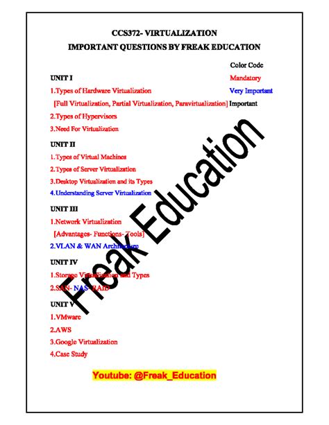 Impq - VIRTUALIZATION IMPORTANT QUESTIONS FREAK EDUCATION Color Code ...