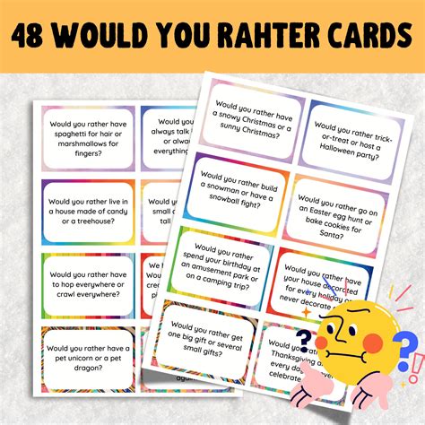 48 Printable Would You Rather Cards for Kids and Adults – Fun Family ...