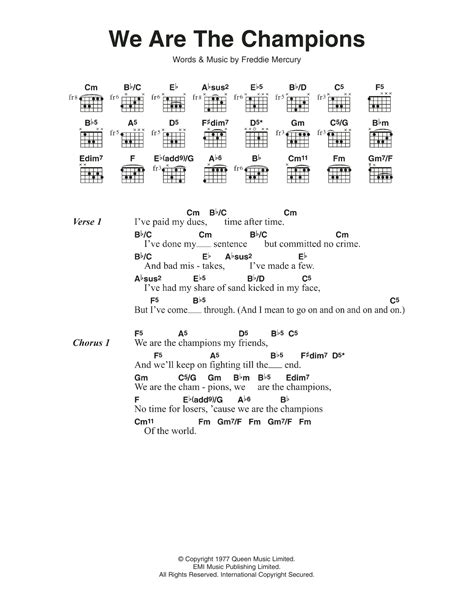 We Are The Champions by Queen - Guitar Chords/Lyrics - Guitar Instructor