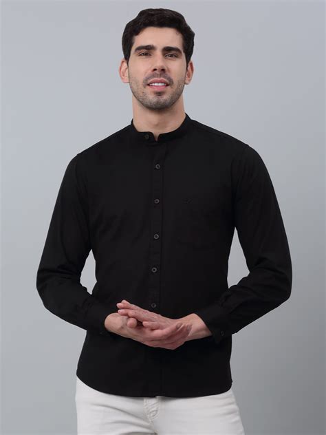 Men's Black Casual Plain Full Sleeve Shirt – Cantabil