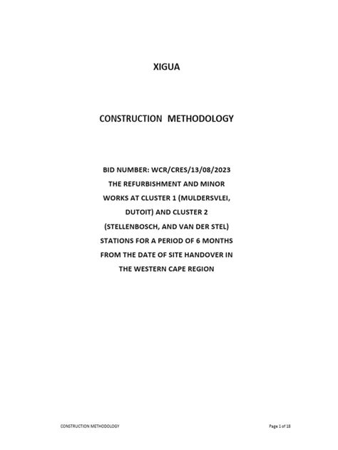 Image result for Example of Construction Method Statement
