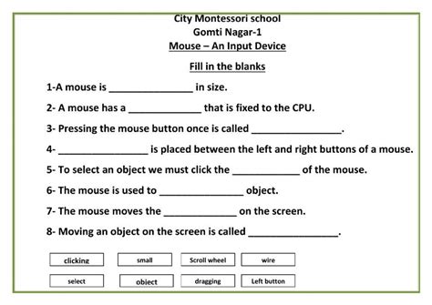 Image result for How to Use a Computer Mouse Worksheet