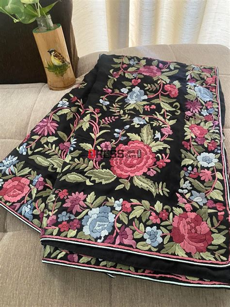 Graceful Black Parsi Gara Saree in Pure Crepe Silk – Dress365days