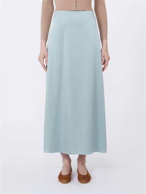 Satin calf-length skirt, jade | Max Mara