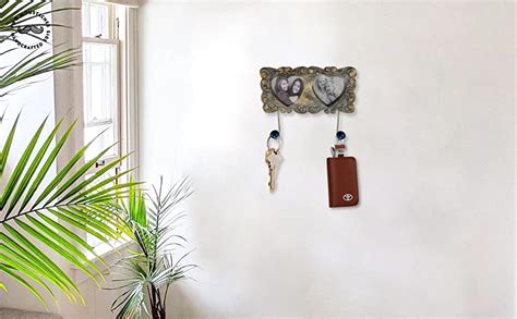 Two Moustaches Twin Heart Shape Metal Wall Hook with Photo frame, Hooks ...