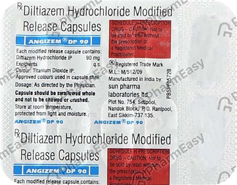 Angizem Dp 90 MG Capsule (10): Uses, Side Effects, Price & Dosage ...