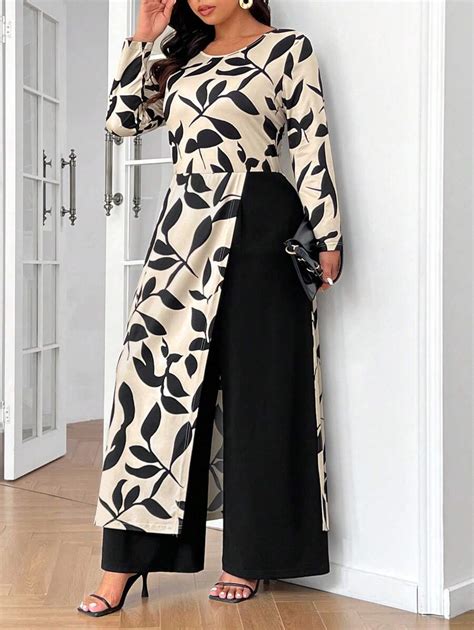 SHEIN Frenchy Plus Size Elegant Minimalist 2 In 1 Jumpsuit | SHEIN USA