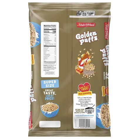 Malt-O-Meal Golden Puffs Cereal de desayuno para niños, cereal en bolsa ...