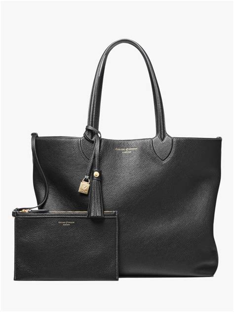 Aspinal of London Hudson Small Grain Milled Pebble Leather Oversized ...