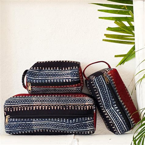 Travel Utility Multipurpose Pouches Pack Of 3 Ajrak With Border Design ...