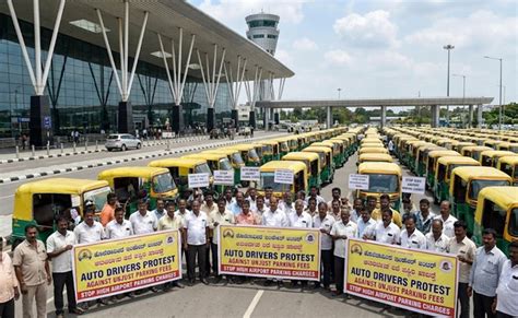 Karnataka Drivers' Union stage protest against BIAL over pick-up zones ...